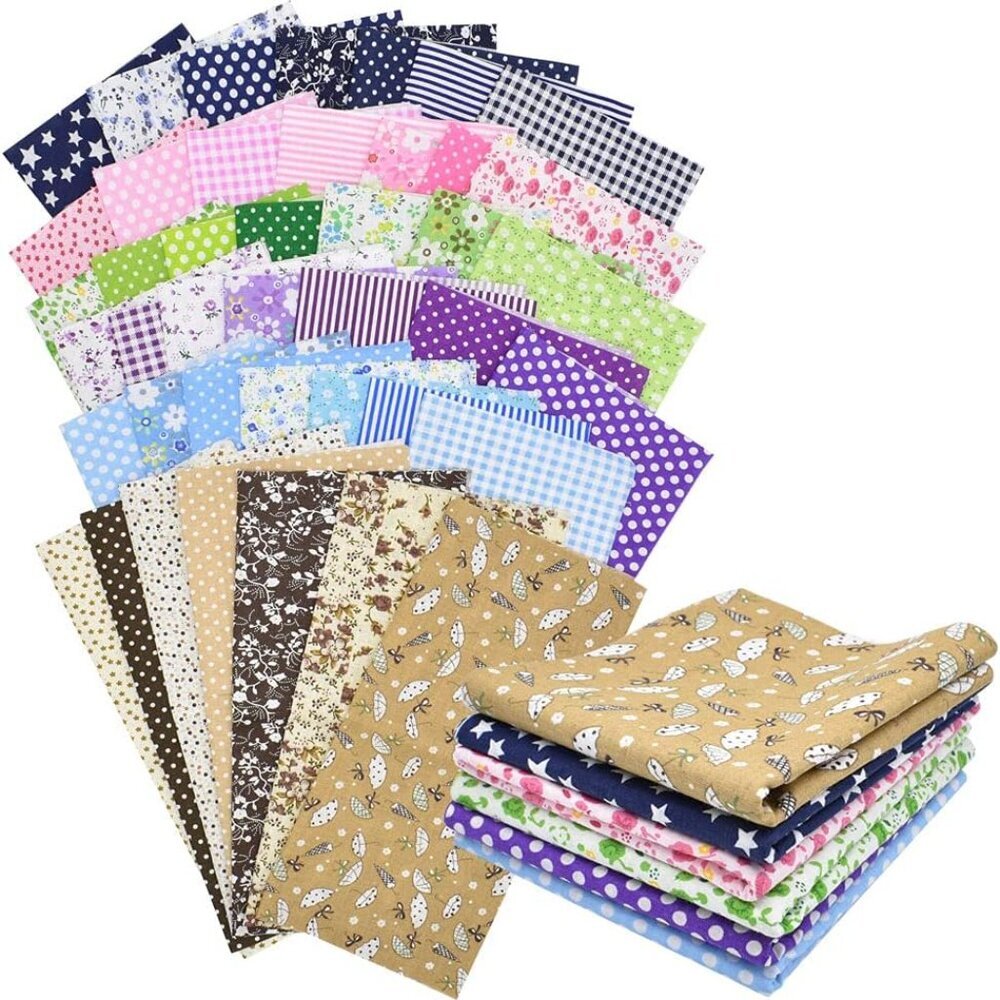 Artistic 42-Piece Floral Cotton Fabric Sets - 9.8" x 9.8" for Creative Quilting